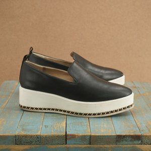 Karl Lagerfeld Paris Womens Brenna Platform Loafers Size 5.5 M Black Leather